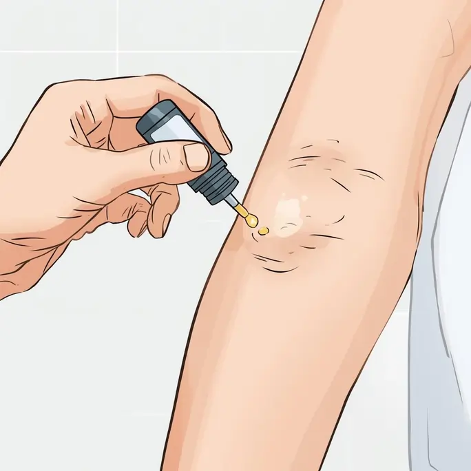 Test cutané à l'huile de ricin dans le pli du coude